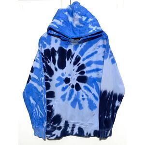 Gap Teen Blue Tie Dye Swirl Pullover Hoodie Kids 18-20 Casual Comfort Hippie Y2K